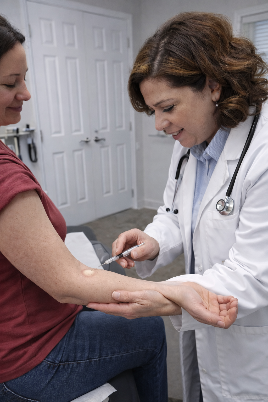 TB skin test administered by Dr. Lisa Clay, MD at Monarch Medicine Urgent Care in Carmel, Indiana