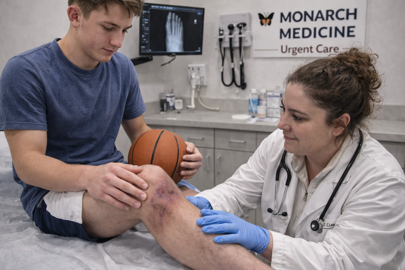 "Dr. Lisa Clay, MD treating sports injuries at Monarch Medicine in Carmel, Indiana