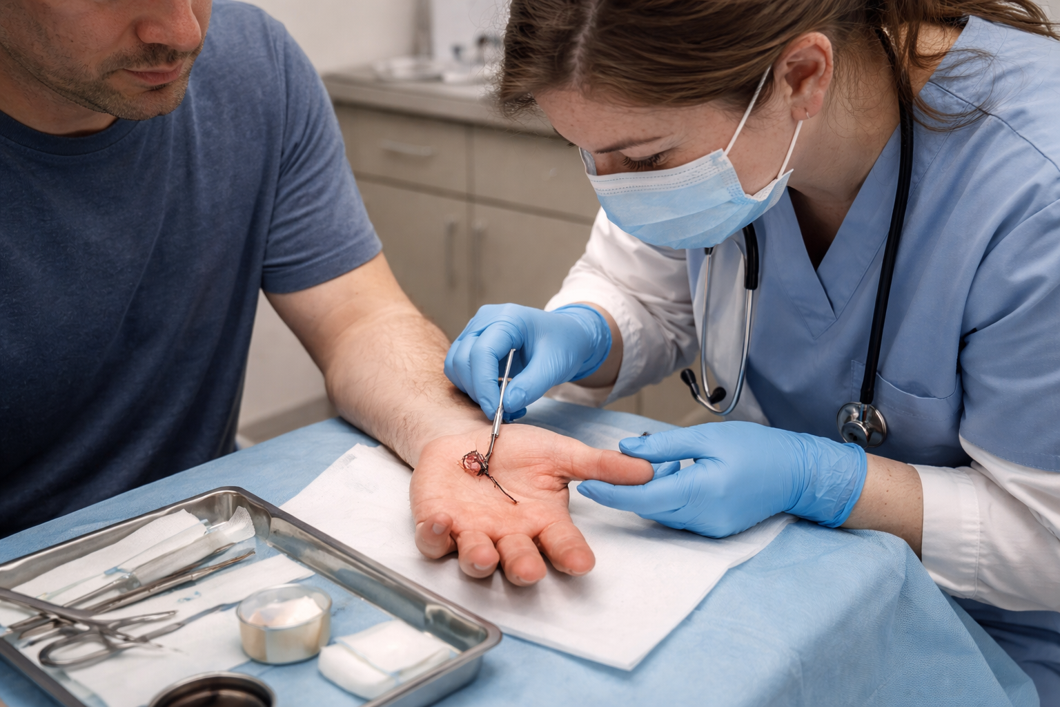 Laceration and wound care treatment at Monarch Medicine Urgent Care in Carmel, Indiana